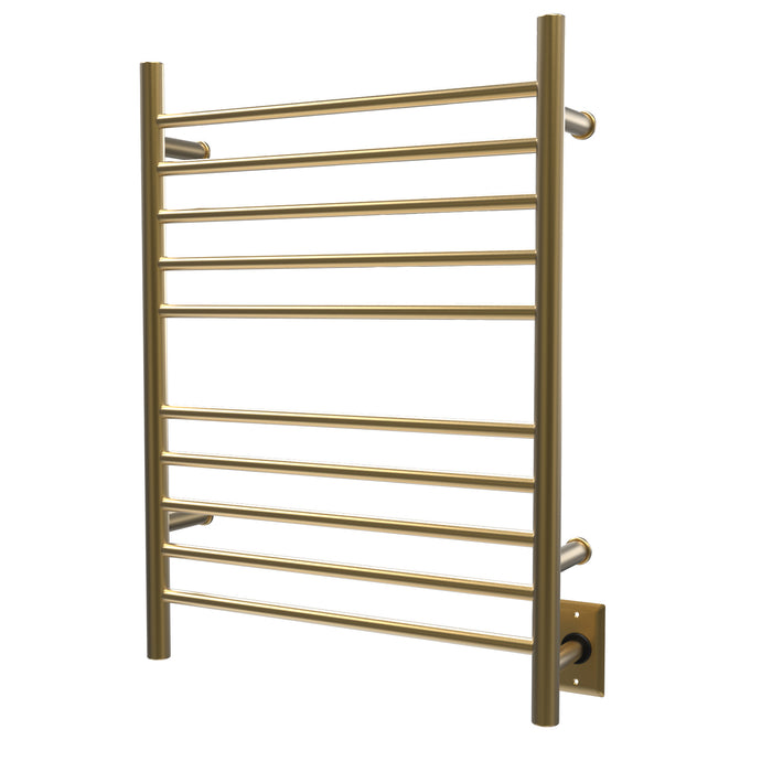 Amba RWH-SSB Radiant Hardwired + Plug-in Combo Straight 10 Bar Towel Warmer in Satin Brass
