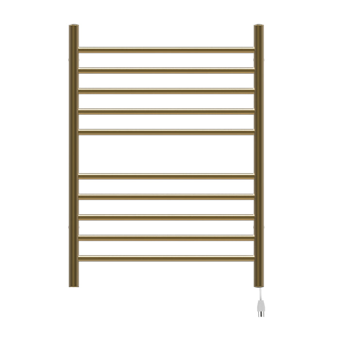 Amba RWH-SSB Radiant Hardwired + Plug-in Combo Straight 10 Bar Towel Warmer in Satin Brass