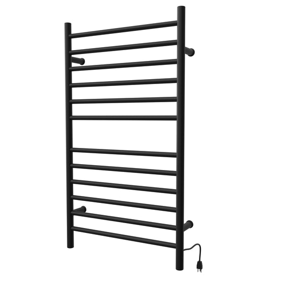 Amba RWHL-SMB Radiant Large Hardwired + Plug-in Combo Straight 12 Bar Towel Warmer in Matte Black