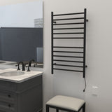 Amba RWHL-SMB Radiant Large Hardwired + Plug-in Combo Straight 12 Bar Towel Warmer in Matte Black