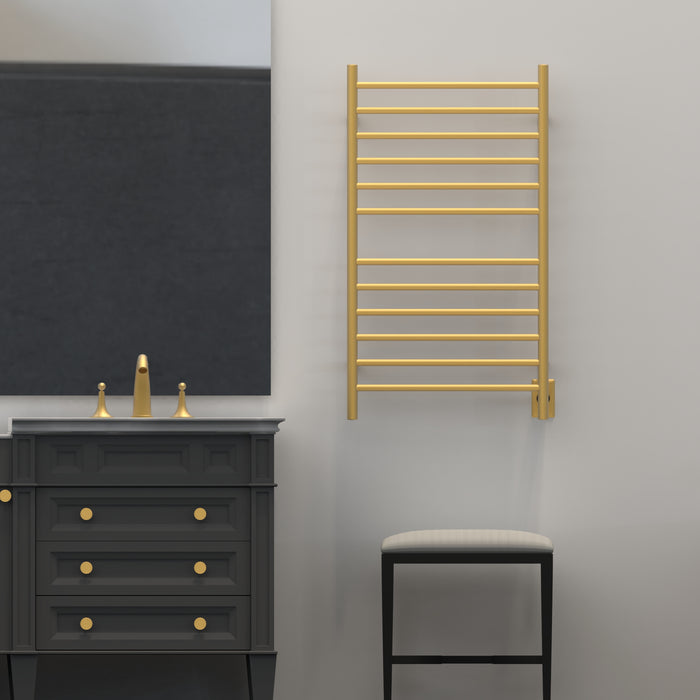 Amba RWHL-SSB Radiant Large Hardwired + Plug-in Combo Straight 12 Bar Towel Warmer in Satin Brass