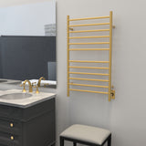 Amba RWHL-SSB Radiant Large Hardwired + Plug-in Combo Straight 12 Bar Towel Warmer in Satin Brass