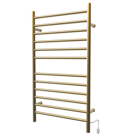 Amba RWHL-SSB Radiant Large Hardwired + Plug-in Combo Straight 12 Bar Towel Warmer in Satin Brass