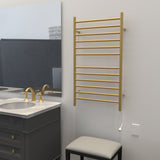 Amba RWHL-SSB Radiant Large Hardwired + Plug-in Combo Straight 12 Bar Towel Warmer in Satin Brass