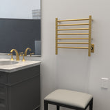 Amba RWHS-SSB Radiant Small Hardwired + Plug-in Combo 7 Bar Towel Warmer in Satin Brass