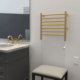 Amba RWHS-SSB Radiant Small Hardwired + Plug-in Combo 7 Bar Towel Warmer in Satin Brass