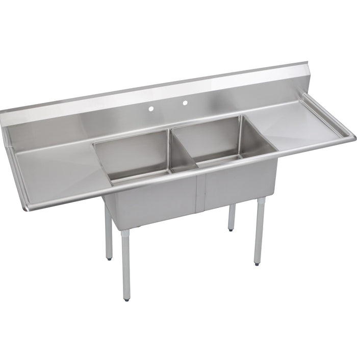 Elkay 14-2C24X24-2-24X Stainless Steel 2-Hole Double-Bowl Scullery Commercial Sink