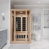 SteamSpa SC-SS0008-2P 1-2 Person Home Sauna Room 46 x 40" Hemlock Wood Spa with Audio System and Oxygen Bar