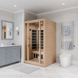 SteamSpa SC-SS0008-2P 1-2 Person Home Sauna Room 46 x 40" Hemlock Wood Spa with Audio System and Oxygen Bar