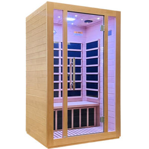 SteamSpa SC-SS0008-2P 1-2 Person Home Sauna Room 46 x 40" Hemlock Wood Spa with Audio System and Oxygen Bar