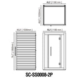 SteamSpa SC-SS0008-2P 1-2 Person Home Sauna Room 46 x 40" Hemlock Wood Spa with Audio System and Oxygen Bar