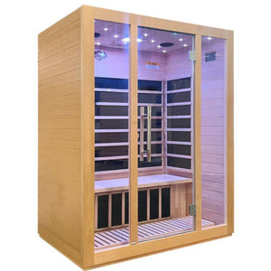 SteamSpa SC-SS0008-3P 3-Person 60 x 40" Home Sauna Room Hemlock Wooden Indoor Spa with Audio System and Oxygen Bar