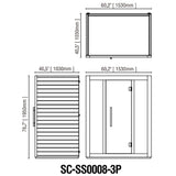 SteamSpa SC-SS0008-3P 3-Person 60 x 40" Home Sauna Room Hemlock Wooden Indoor Spa with Audio System and Oxygen Bar