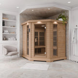 SteamSpa SC-SS0010-0S Infrared 4-5 Person Hemlock Wooden Indoor Home Sauna Room 73 x 73"