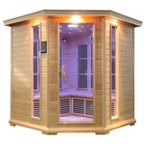 SteamSpa SC-SS0010-0S Infrared 4-5 Person Hemlock Wooden Indoor Home Sauna Room 73 x 73"