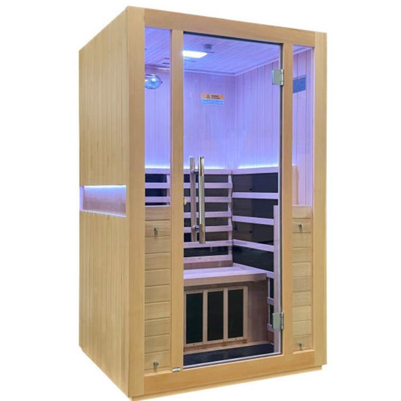 SteamSpa SC-SS0011-0S Infrared 1-2 Person Hemlock Wooden Indoor Home Sauna Room 40 x 46"