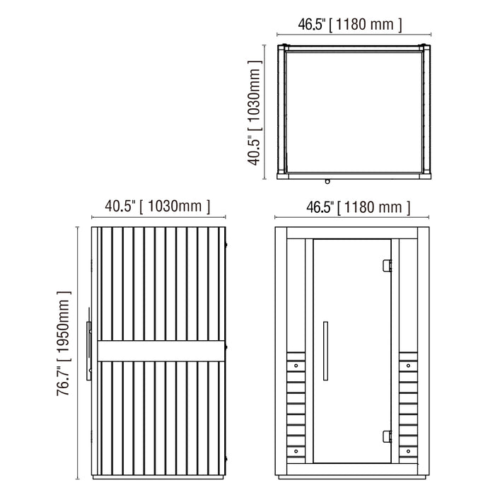 SteamSpa SC-SS0011-0S Infrared 1-2 Person Hemlock Wooden Indoor Home Sauna Room 40 x 46"