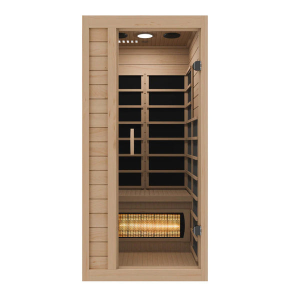 SteamSpa SC-SS0013-GS One-Person Indoor Infrared Hemlock Wooden Home Sauna Room 35 x 35"