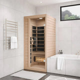 SteamSpa SC-SS0013-GS One-Person Indoor Infrared Hemlock Wooden Home Sauna Room 35 x 35"