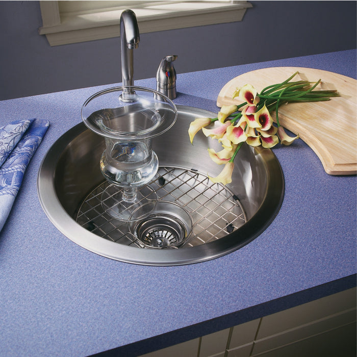 Houzer SCF-1830-1 Hospitality 18" Stainless Steel Drop-in Topmount Round Bar and Prep Sink with Strainer