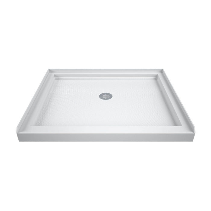 DreamLine DL-6215C-01CL Flex 32"D x 32"W x 74 3/4"H Semi-Frameless Pivot Shower Door in Chrome with Center Drain White Base