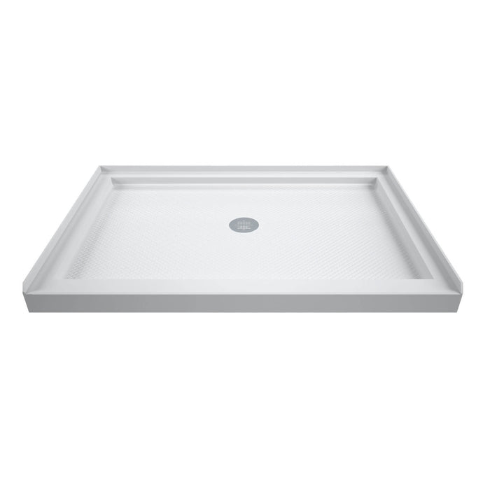 DreamLine DL-6975C-04CL Infinity-Z 36"D x 48"W x 74 3/4"H Clear Sliding Shower Door in Brushed Nickel and Center Drain White Base