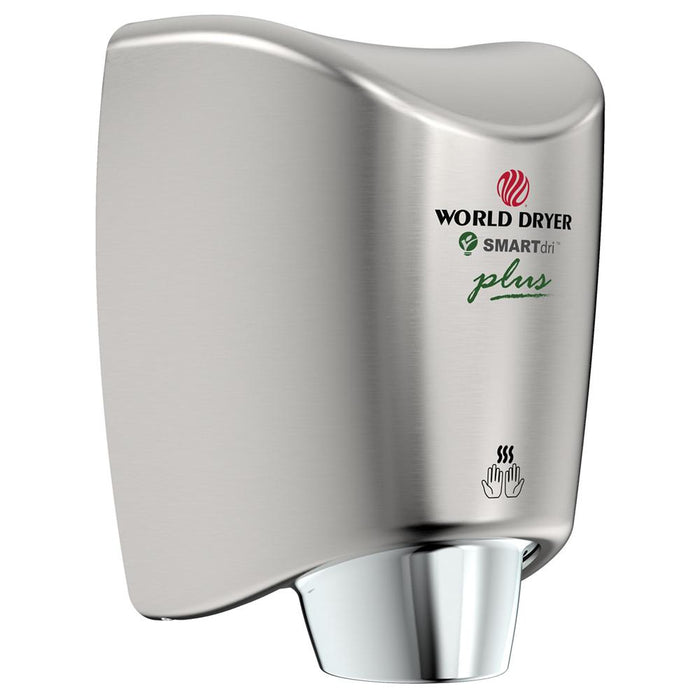 World Dryer K4-973P2 SMARTdri Plus High-Speed Hand Dryer, Single Port, 208-240V - Brushed Stainless