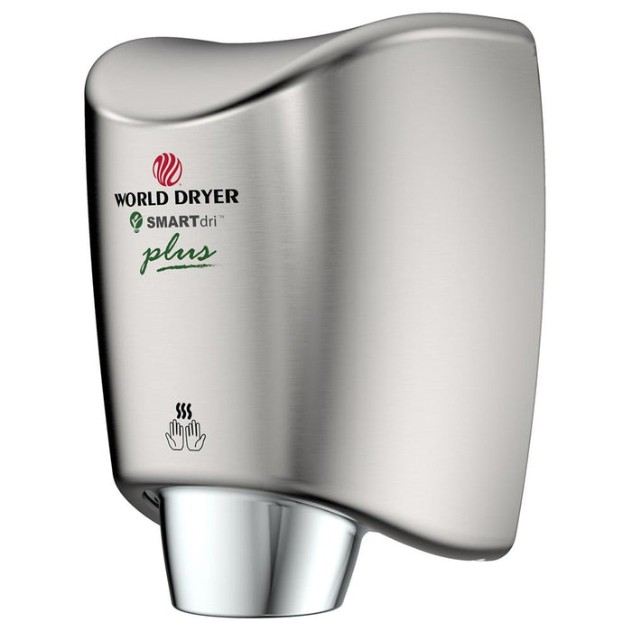 World Dryer K4-973P2 SMARTdri Plus High-Speed Hand Dryer, Single Port, 208-240V - Brushed Stainless