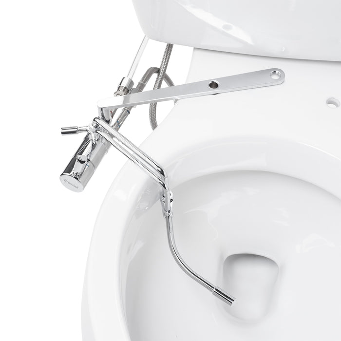 Brondell SMB-15 top view of the bidet wand extending toward the center of the toilet bowl