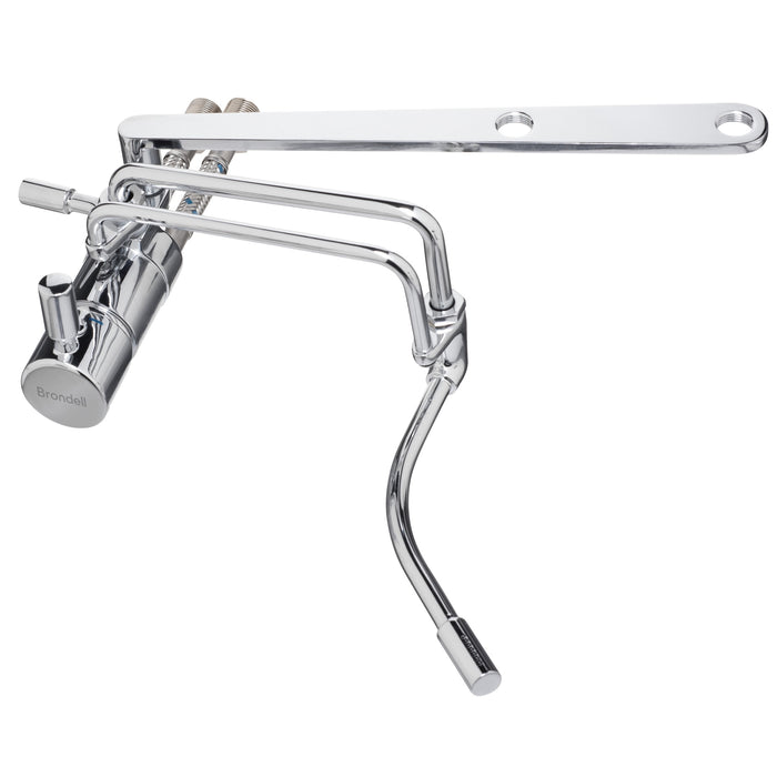 Brondell SMB-15 chrome bidet attachment from the opposite angle, showing the control body and spray wand