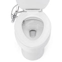Brondell SMB-15 chrome bidet control and spray wand fitted beside an open toilet bowl