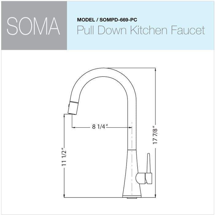Houzer SOMPD-669-PC Soma Series Polished Chrome Single Handle Pull-Down Kitchen Faucet