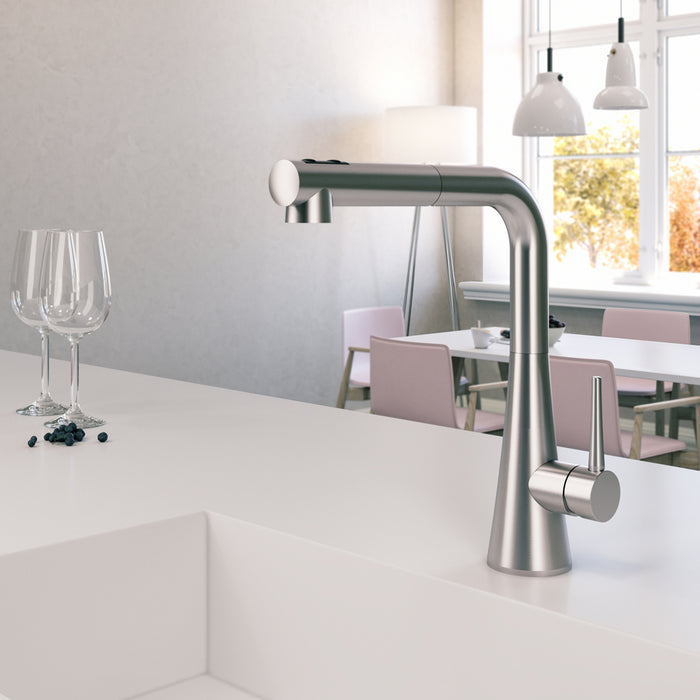 Houzer SOMPO-665-PC Soma Series Polished Chrome Single Handle Pull-Out Kitchen Faucet