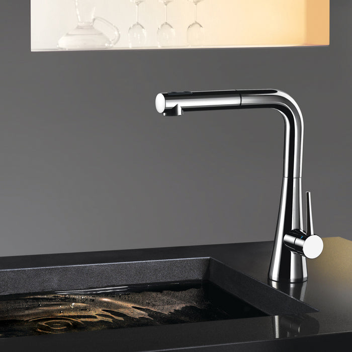 Houzer SOMPO-665-PC Soma Series Polished Chrome Single Handle Pull-Out Kitchen Faucet