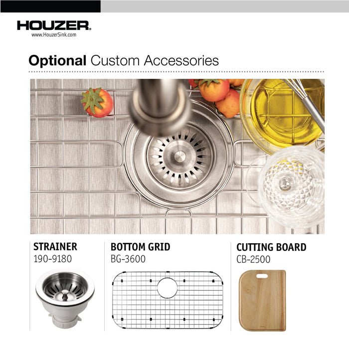Houzer STL-3600-1 Eston 32" Stainless Steel Undermount Single Bowl Kitchen Sink