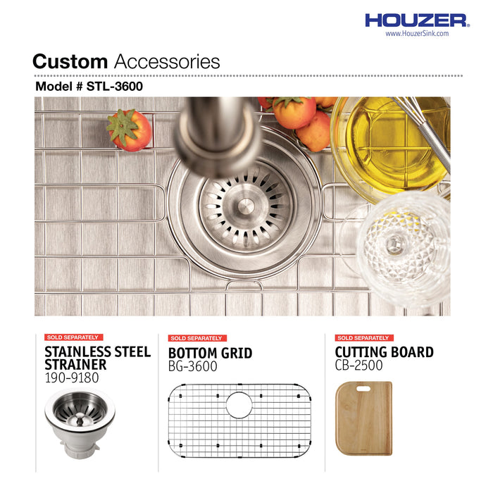 Houzer STL-3600-1 Eston 32" Stainless Steel Undermount Single Bowl Kitchen Sink