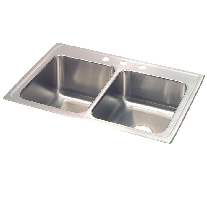 Elkay STLR3322L3 Stainless Steel 3-Hole Double-Bowl Drop-In Kitchen Sink