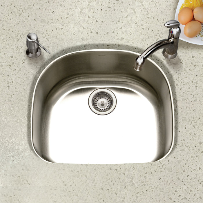 Houzer STS-1400-1 Eston 24" Stainless Steel Undermount Single D Bowl Kitchen Sink