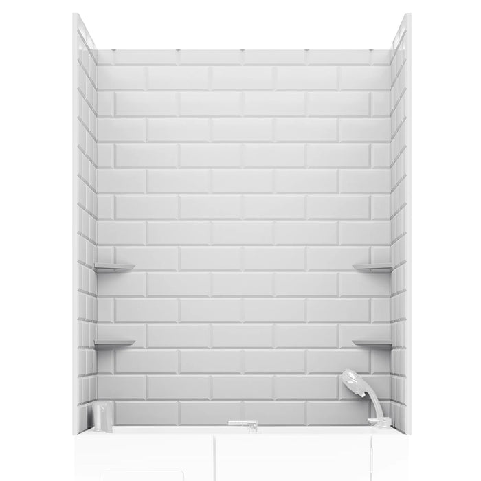 ANZZI SW-6060RE510-WH Rampart Series 60x60 2-Piece Glue-Up Acrylic Shower Wall Set - 5x10" Subway Tile Pattern