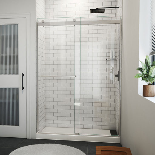 DreamLine SDVH54W760VXX04 Sapphire-V Bypass Shower Door in Brushed Nickel, Clear Glass