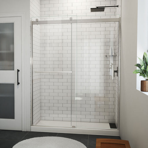 DreamLine SDVH60W760VXX04 Sapphire-V Bypass Shower Door in Brushed Nickel, Clear Glass