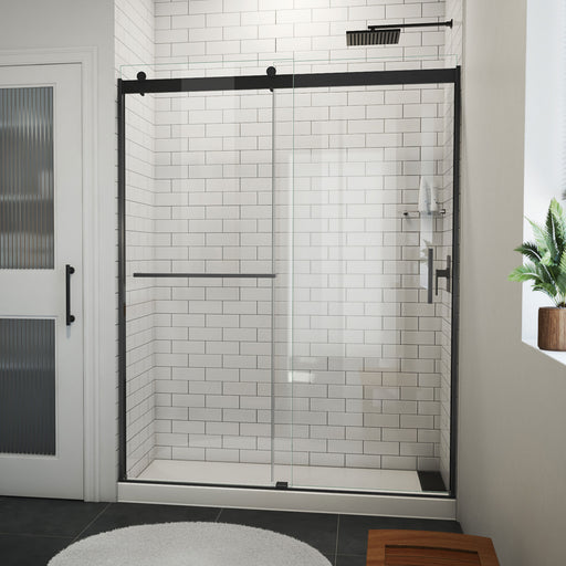 DreamLine SDVH60W760VXX09 Sapphire-V Bypass Shower Door in Satin Black, Clear Glass