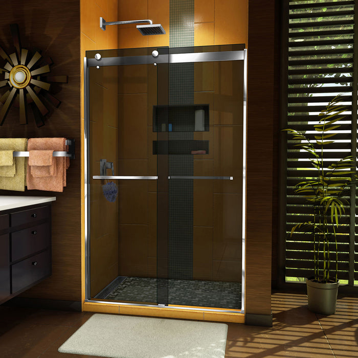 Dreamline SHDR-6348762G01 Sapphire 44-48"W x 76"H Semi-Frameless Bypass Shower Door in Chrome and Gray Glass