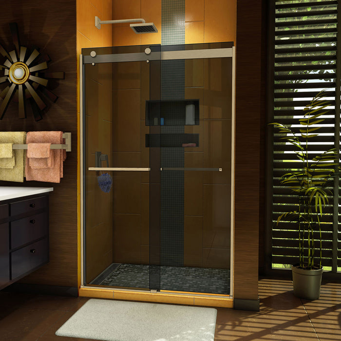 Dreamline SHDR-6348762G04 Sapphire 44-48"W x 76"H Semi-Frameless Bypass Shower Door in Brushed Nickel and Gray Glass