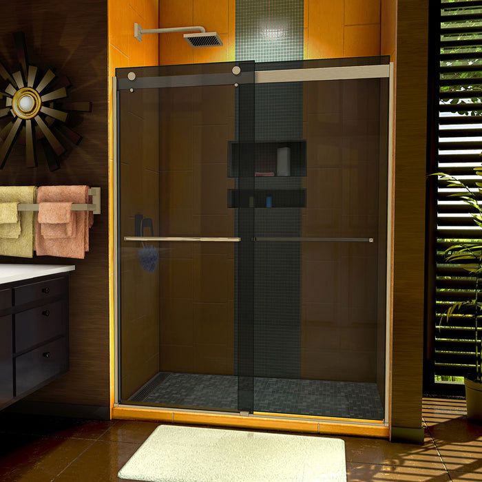 Dreamline SHDR-6360762G04 Sapphire 56-60"W x 76"H Semi-Frameless Bypass Shower Door in Brushed Nickel and Gray Glass