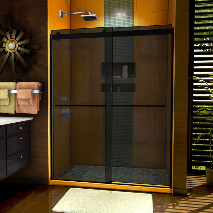 Dreamline SHDR-6360762G09 Sapphire 56-60"W x 76"H Semi-Frameless Bypass Shower Door in Satin Black and Gray Glass