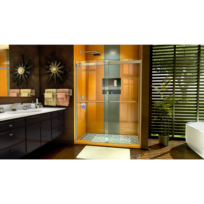 DreamLine SHDR-6360762-04 Sapphire 56-60"W x 76"H Semi-Frameless Bypass Shower Door in Brushed Nickel