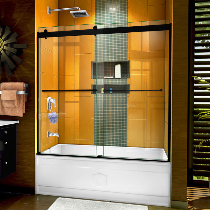 Dreamline SHDR-6360602-09 Sapphire 56-60"W x 60"H Semi-Frameless Bypass Tub Door in Satin Black