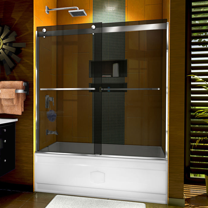 Dreamline SHDR-6360602G01 Sapphire 56-60"W x 60"H Semi-Frameless Bypass Tub Door in Chrome and Gray Glass