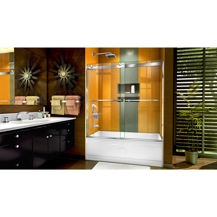 DreamLine SHDR-6360602-01 Sapphire 56-60"W x 60"H Semi-Frameless Bypass Tub Door in Chrome